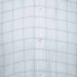 Pre Owned Ermenegildo Zegna Premium White Windowpane Check Cotton Shirt L