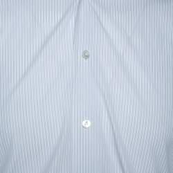 Pre Owned Ermenegildo Zegna Premium White Striped Print Cotton Shirt L