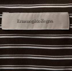 Pre Owned Ermenegildo Zegna Brown Striped Cotton Button Front Shirt M