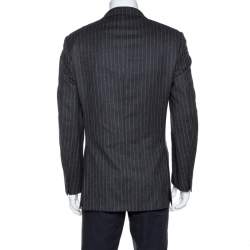 مملوكة مسبقًا Ermenegildo Zegna Grey Striped Wool Three Buttoned Blazer M