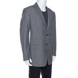 Pre Owned بليزر ايرمنيجيلدو زينيا زرين صوف رمادي XXL