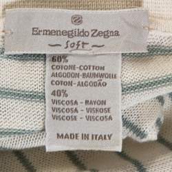 Pre Owned Ermenegildo Zegna Off White Striped Knit Sleeveless Jumper XL