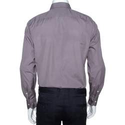 Pre Owned Ermenegildo Zegna Grey Cotton Trofeo Comfort Tailored Fit Shirt M