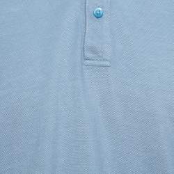 Pre Owned Ermenegildo Zegna Blue Honeycomb Knit Polo T-Shirt XL