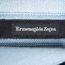Pre Owned Ermenegildo Zegna Blue Honeycomb Knit Polo T-Shirt XL