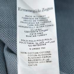 Pre Owned Ermenegildo Zegna Blue Honeycomb Knit Polo T-Shirt XL