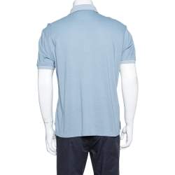 Pre Owned Ermenegildo Zegna Blue Honeycomb Knit Polo T-Shirt XL