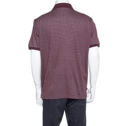 Pre Owned Ermenegildo Zegna Burgundy Dot Pattern Knit Polo T Shirt XL