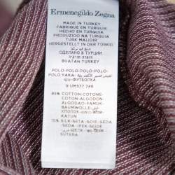 Pre Owned Ermenegildo Zegna Burgundy Dot Pattern Knit Polo T Shirt XL