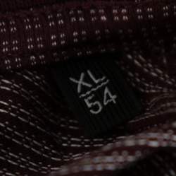 Pre Owned Ermenegildo Zegna Burgundy Dot Pattern Knit Polo T Shirt XL