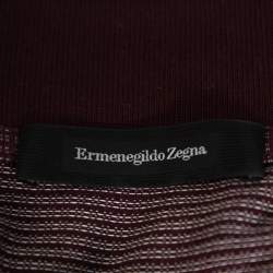 Pre Owned Ermenegildo Zegna Burgundy Dot Pattern Knit Polo T Shirt XL