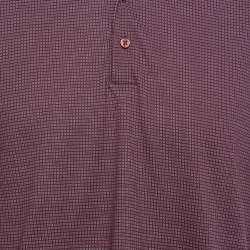 Pre Owned Ermenegildo Zegna Burgundy Dot Pattern Knit Polo T Shirt XL