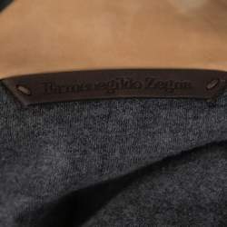 Pre Owned Ermenegildo Zegna Light Brown Leather Paneled Hooded Jacket 3XL