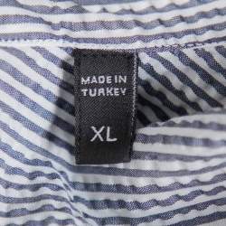 Pre Owned قميص ايرمينجيلدو زينيا أزرار أمامية قطن مجعد رصاصي و أبيض مقاس كبير جداً (اكس لارج)