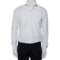 Pre Owned Ermenegildo Zegna White Cotton Wing Collar Detail Tuxedo Shirt M