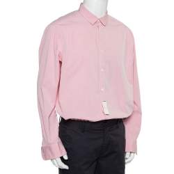Pre Owned Ermenegildo Zegna Pink Cotton Button Front Shirt XXL   