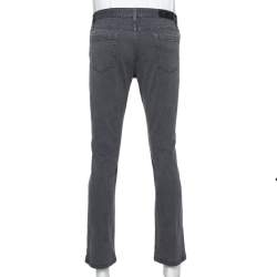 Pre Owned بنطلون جينز ايرمنيجيلدو زينياقصة مجسمة دنيم رصاصي داكن مقاس كبير (لارج)