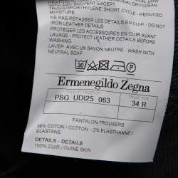 Pre Owned بنطلون جينز ايرمنيجيلدو زينياقصة مجسمة دنيم رصاصي داكن مقاس كبير (لارج)