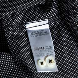 Pre Owned قميص أيرمنجليدو زينيا قطن أسود منقط مطبوع بأزرار أمامية مقاس متوسط - ميديوم