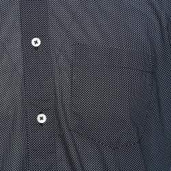 Pre Owned قميص أيرمنجليدو زينيا قطن أسود منقط مطبوع بأزرار أمامية مقاس متوسط - ميديوم