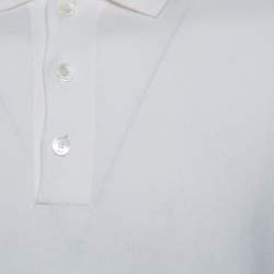 Pre Owned Ermenegildo Zegna White Cotton Knit Short Sleeved Polo Shirt XXL 