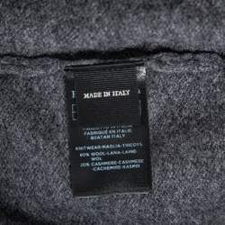 Ermenegildo Zegna Grey Cashmere Buttoned Mock Neck Sweater XL