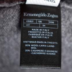 Ermenegildo Zegna Grey Cashmere Buttoned Mock Neck Sweater XL