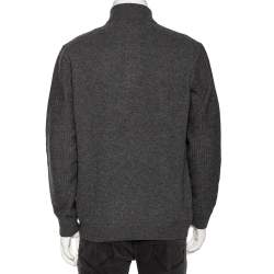 Ermenegildo Zegna Grey Cashmere Buttoned Mock Neck Sweater XL