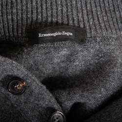 Ermenegildo Zegna Grey Cashmere Buttoned Mock Neck Sweater XL