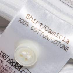 مملوكة مسبقًا قميص أيرمنجليدو زينيا قطن أبيض مخطط بأزرار أمامية مقاس كبير - لارج