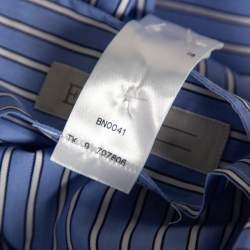 Pre Owned قميص ايرمنيجيلدو زينيا أزرار أمامية قطن مخطط أزرق مقاس كبير