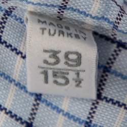 Ermenegildo Zegna Light Blue Check Cotton Button Front Regular Fit Shirt M