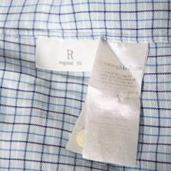 Ermenegildo Zegna Light Blue Check Cotton Button Front Regular Fit Shirt M