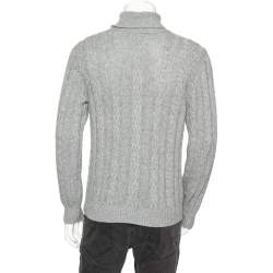 Pre Owned Ermenegildo Zegna Grey Cashmere Knit Turtle Neck Sweater S