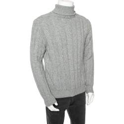 Pre Owned Ermenegildo Zegna Grey Cashmere Knit Turtle Neck Sweater S