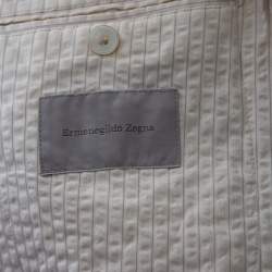 مملوكة مسبقًا بليزر إرمنيجيلدو زينيا سير ساكر قطن مخطط بيج بصف أزرار مقاس متوسط - ميديوم