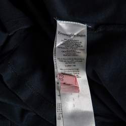 Pre Owned Ermenegildo Zegna Teal Green Cotton Knit Contrast Trim Polo T-Shirt M