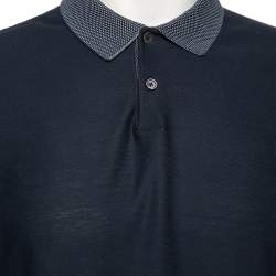 Pre Owned Ermenegildo Zegna Teal Green Cotton Knit Contrast Trim Polo T-Shirt M