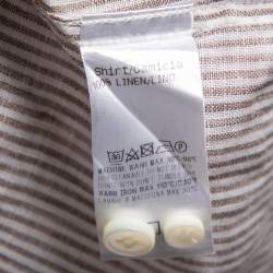 Pre Owned Ermenegildo Zegna Brown Striped Linen Button Front Shirt L