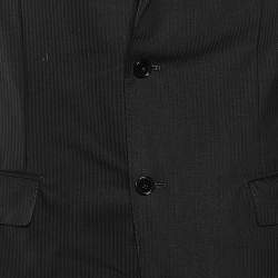 Ermenegildo Zegna Black Tonal Striped Wool Blazer L