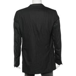 Ermenegildo Zegna Black Tonal Striped Wool Blazer L