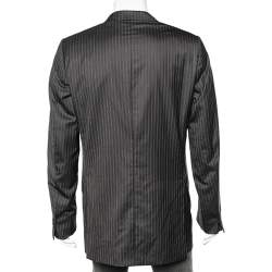 Ermenegildo Zegna Dark Brown Tonal Striped Wool Blazer L