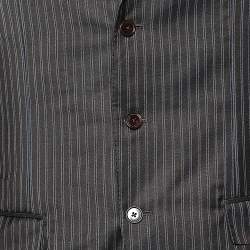 Ermenegildo Zegna Dark Brown Tonal Striped Wool Blazer L