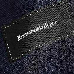 Pre Owned Ermenegildo Zegna Navy Blue Wool & Silk Button Front Blazer 3XL