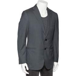 Pre Owned Ermenegildo Zegna Cool Effect Grey Striped Wool Regular Fit Mila Blazer L