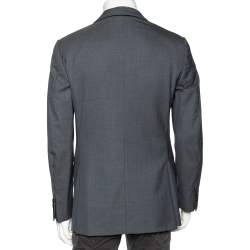 Pre Owned Ermenegildo Zegna Cool Effect Grey Striped Wool Regular Fit Mila Blazer L