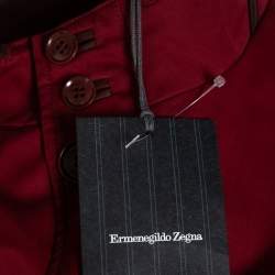 Pre Owned جاكيت ايرمنيجيلدو زينيا قطن أحمر مبطن بلا أكمام مقاس كبير جداً جداً جداً (اكس اكس اكس لارج)