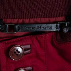 Pre Owned جاكيت ايرمنيجيلدو زينيا قطن أحمر مبطن بلا أكمام مقاس كبير جداً جداً جداً (اكس اكس اكس لارج)