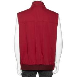 Pre Owned جاكيت ايرمنيجيلدو زينيا قطن أحمر مبطن بلا أكمام مقاس كبير جداً جداً جداً (اكس اكس اكس لارج)