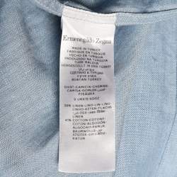 Pre Owned Ermenegildo Zegna Blue Linen Blend Mandarin Collar Shirt L